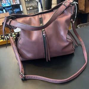 Pebbled Hobo Shoulder Bag in Deep Wine